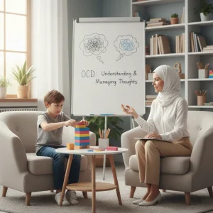 کودک مبتلا به وسواس فکری در حال درمان توسط روانپزشک